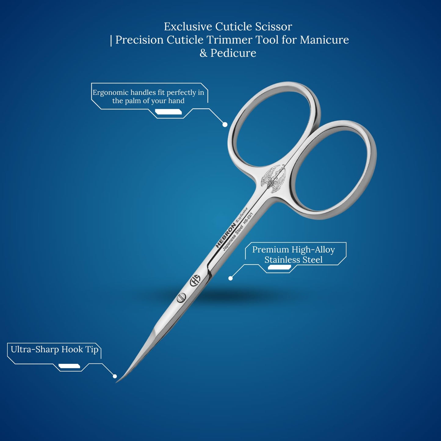 Cuticle Scissors Professional – Extra Fine Precision Nail Scissors for Manicure & Pedicure – Stainless Steel Cuticle Trimming Tool for Nails & Hangnails – HS-22/1