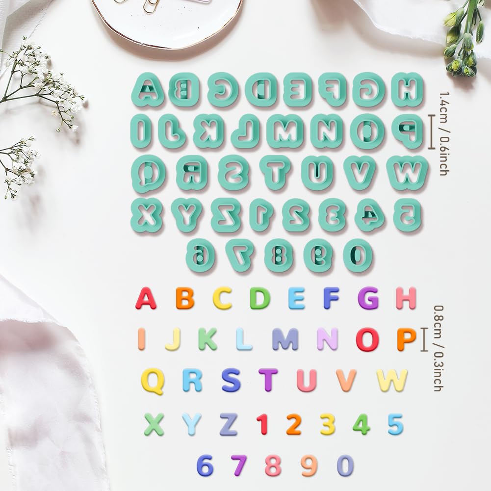 ACRNIGHEET 26pcs Alphabet Shape and 10pcs 0-9 Number Clay Cutters, Polymer Clay Cutting Tools for Earrings Jewelry Making, Clay Jewelry Making Kit, Letter Cutters