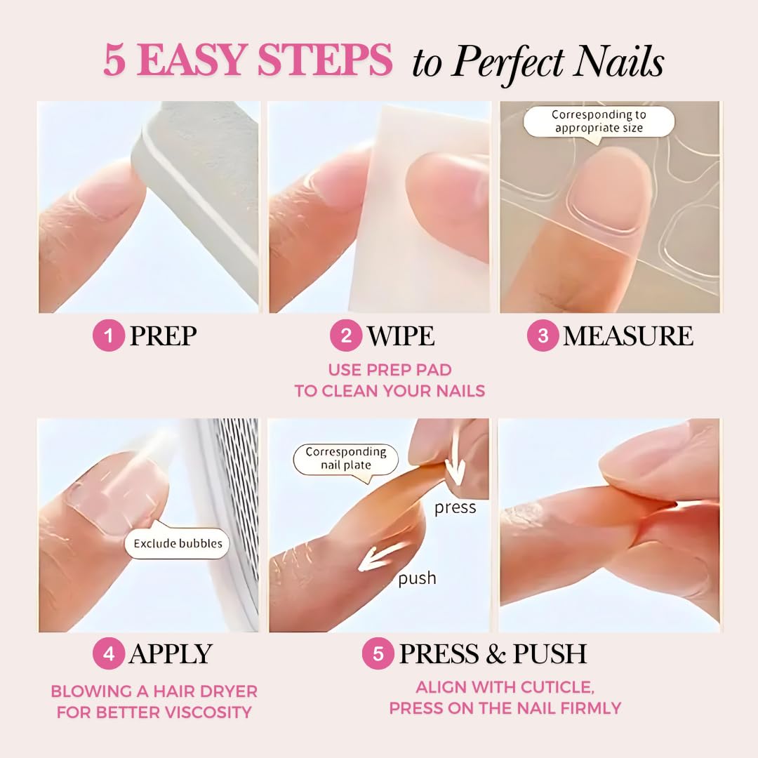 PerfectLook Press On Nails - Midnight Matte | No Glue One-Day Medium Square Nails, Matte Dark Grey & Navy Blue Fake Nails - 24 Pcs Nail Kit with Adhesive Tabs