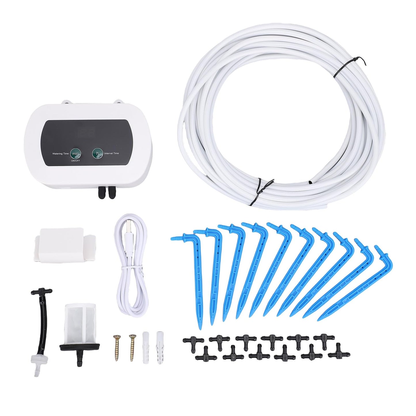 ZJchao Smart Automatic Watering System Plant Waterer 10 Potted Plants IP65 Drip Irrigation LED Display Timer (BSV-IC201)