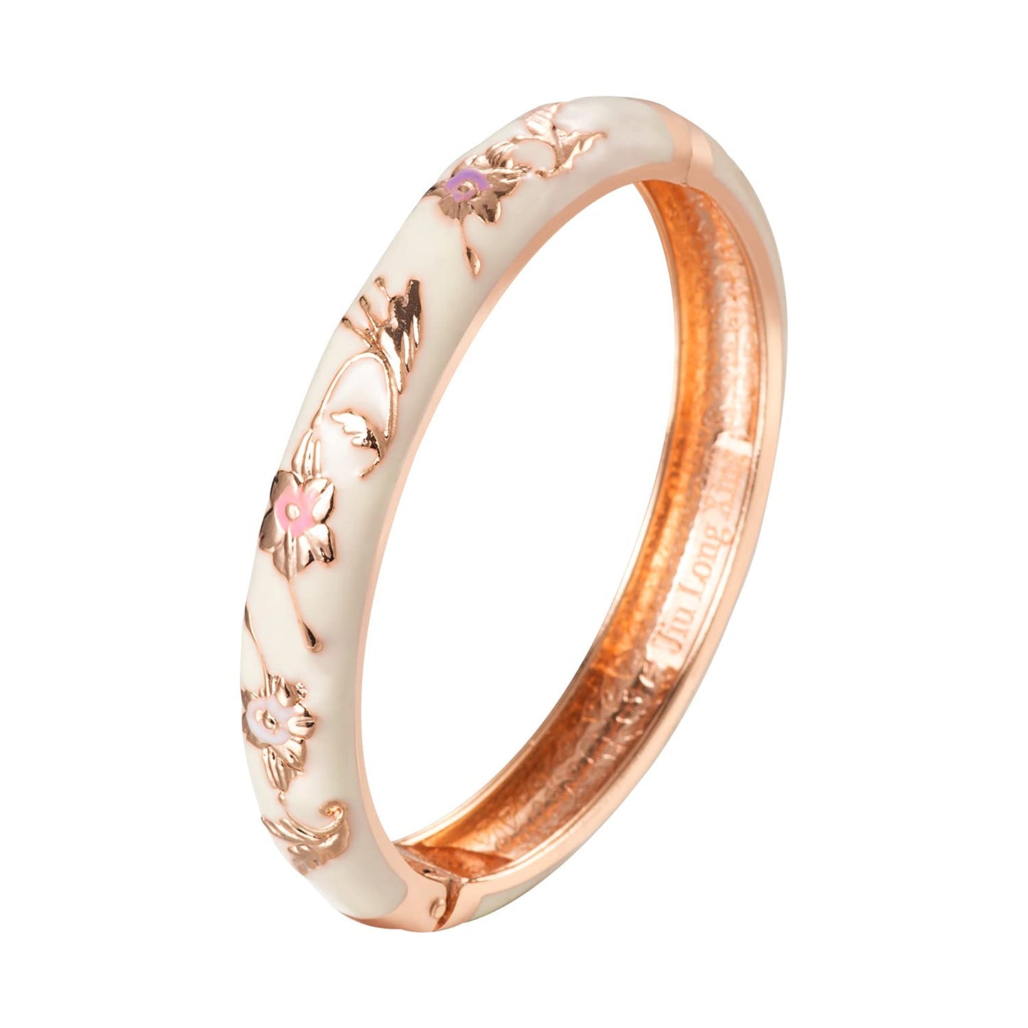 UJOY Enamel Bracelet Gorgeous Painting Wedding Birthday Gifts Cuff Bangles Jewelry Plated 55A81 White