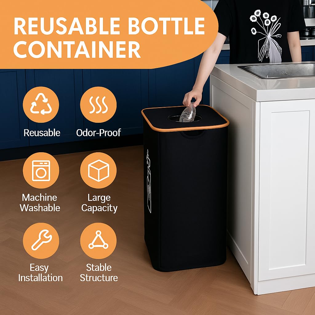 EGGUITAR 100L Large-Capacity Recycling Bin with Removable Bag–Ideal for Sorting and Storing Bottles and Glass Waste. Sturdy, Durable, and Perfect for Efficient Recycling Management.