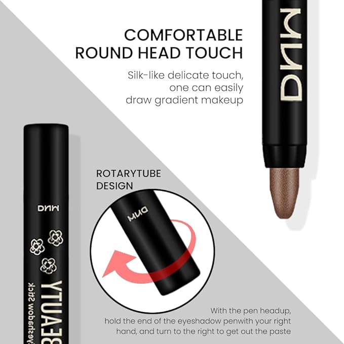 evpct Cocoa Shimmer Cream Eye Shadow Brightener Sticks Set for Eyes, Cocoa Shimmery Matte Pencil Eye shadow Applicator Stick Pen Palette Makeup Waterproof sombras en crema para ojos 21#