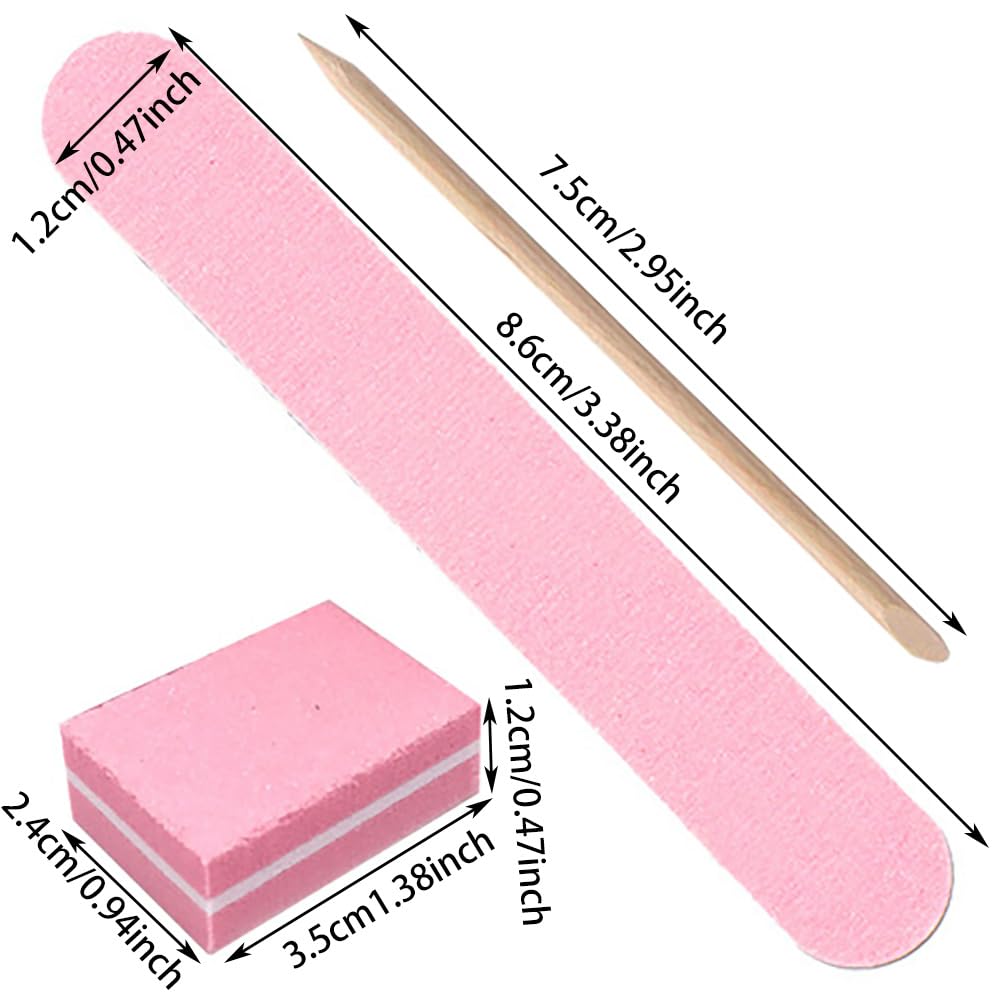 50 Set Press On Nail Tool Prep Kit for Nail Salon Business, Disposable Manicure Kit with Nail File, Mini Nail Buffer, Adhesive Nail Tabs, Wood Stick, Packaging Bag
