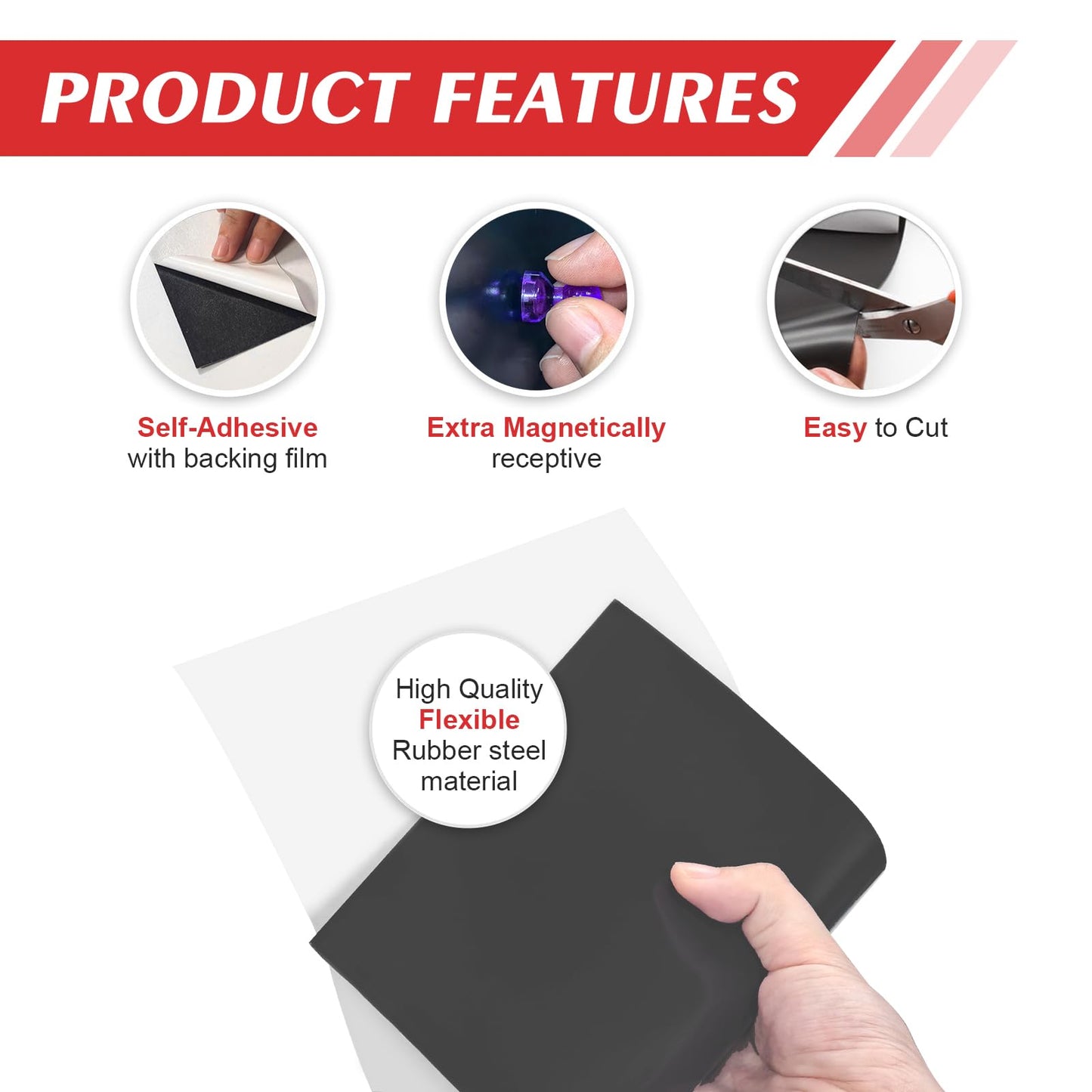 Thaibear Metal Sheets for Magnets, 3 Pack Magnetic Receptive Sheets with Adhesive Backing, 8.5"x12", 30 Mil Thick, Flexible Rubber Sheet Metal for Craft and Magnetic Miniatures Storage
