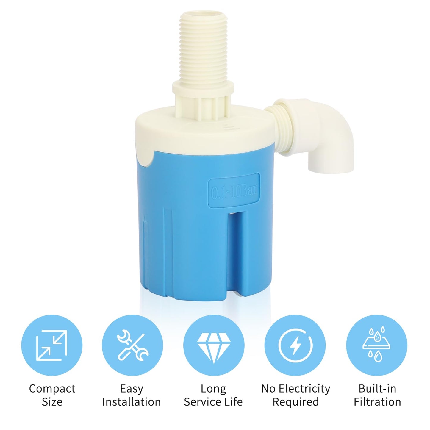 1" Top Inlet Automatic Water Level Float Valve, Auto Water Level Control Valve for Large Water Tank, Livestock Trough, Pool & Solar Auto Pot