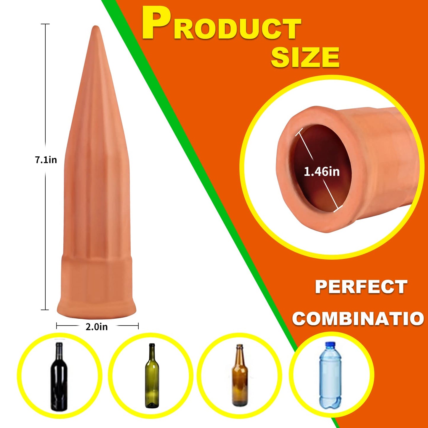 TKSCUSR Plant Self-Watering Stakes-15 Pack Terracotta Automatic Plant Waterer Devices Auto-Water Irrigation System for Indoor/Outdoor Plants