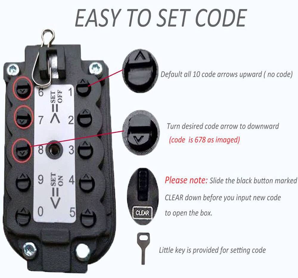 Votmores Key Lock Box for House Key, Lock Box with Combination Lock Wall Mount, 10 Digits Password Security Lock Boxes, Key Box with Code Push Button for Outside & Inside Hide A Key Outdoor
