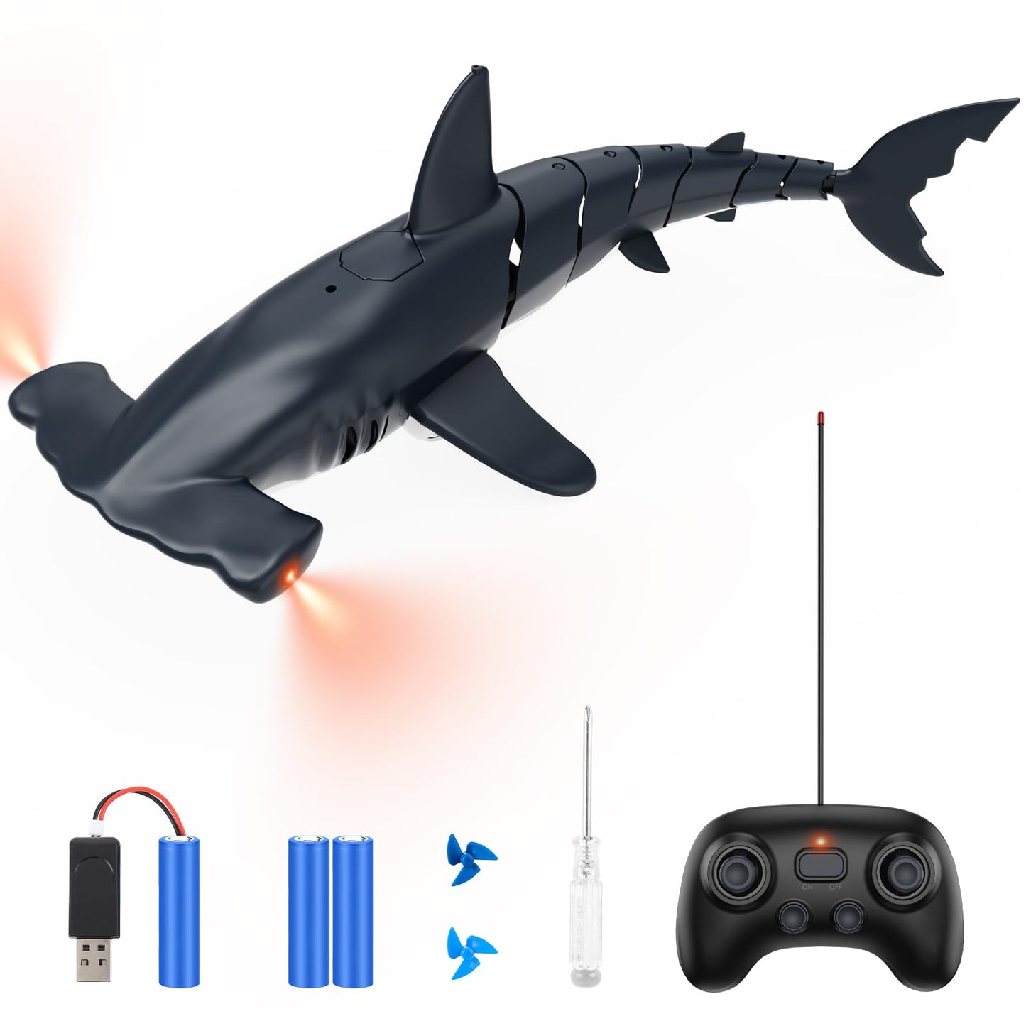 fygurso Remote Control Shark Toys High Simulation,Water Toys for Kids, High Simulation Shark for Pool & Bath, Ideal Gifts for Boys Ages 6+ (Gray)