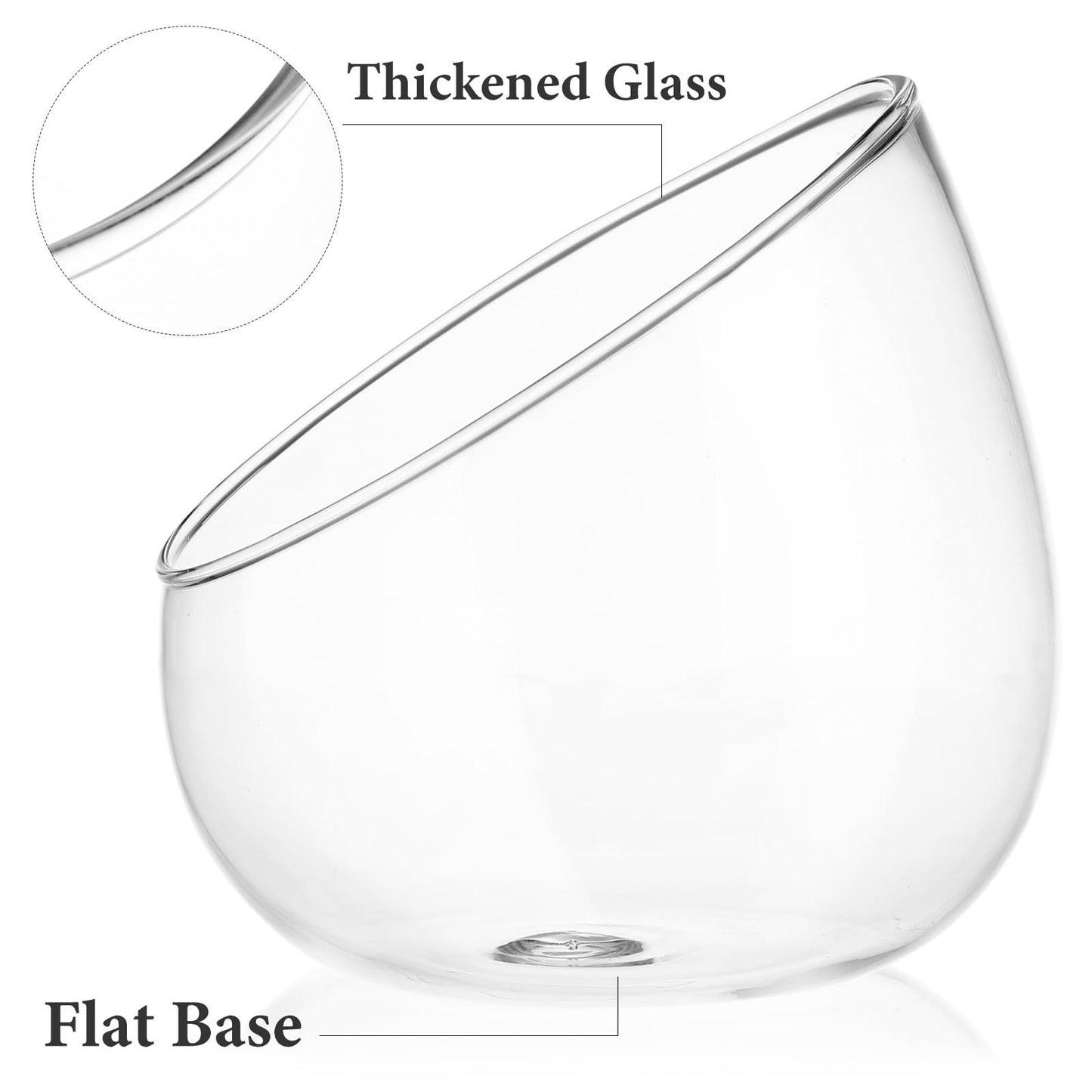 WOFASHPURET 4.72" Slant-Cut Glass Terrarium Jar – Thickened Globe Bottle for Succulent & Moss Mini Ecosystem, Stable Desktop Planter for Home Office Décor & Gift