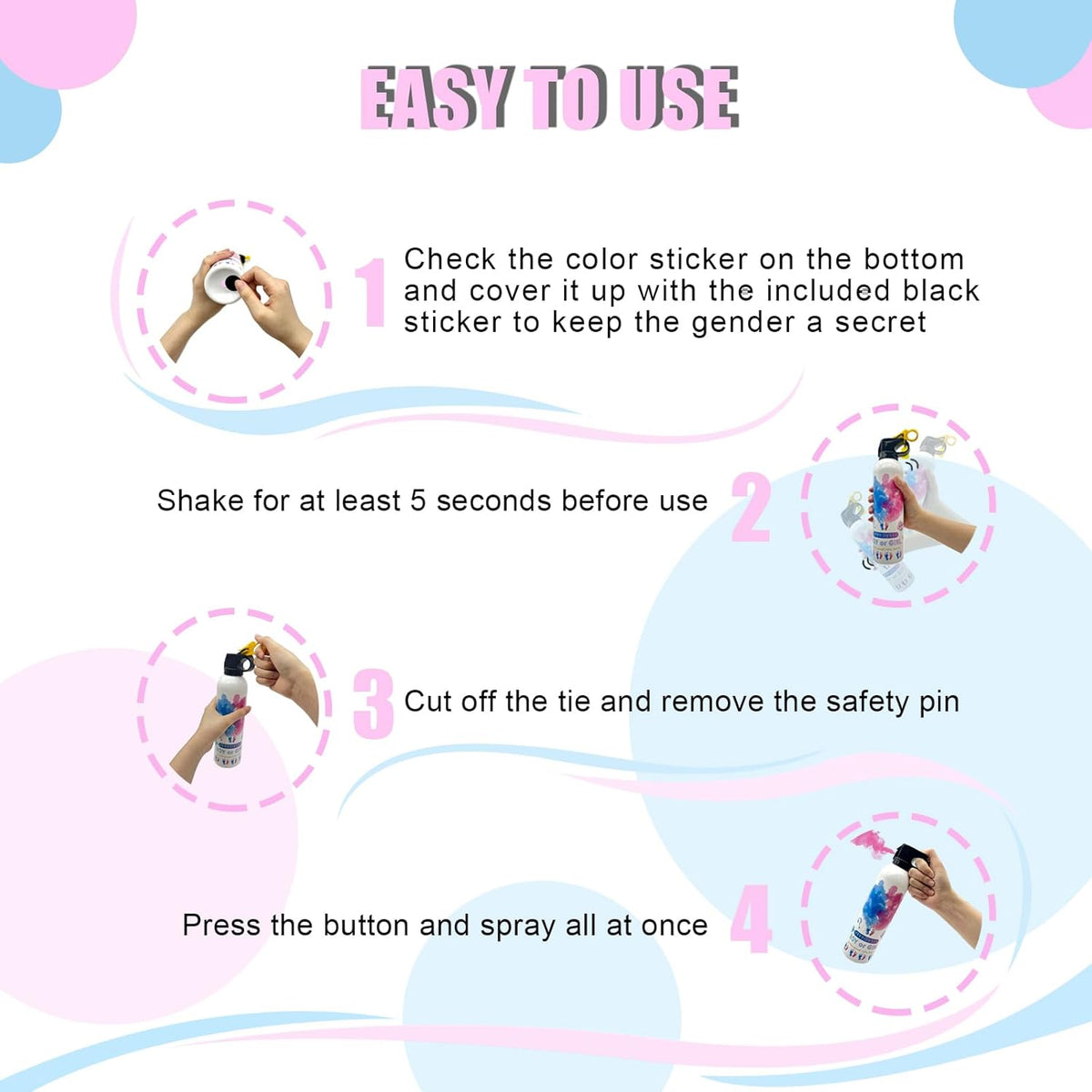 Gender Reveal Fire Extinguisher-2 Packs Pink Gender Reveal Smoke Spray Set for Baby Girl-Biodegradable Party Supplies Ideas & Decorations for Baby Shower (Pink Large)