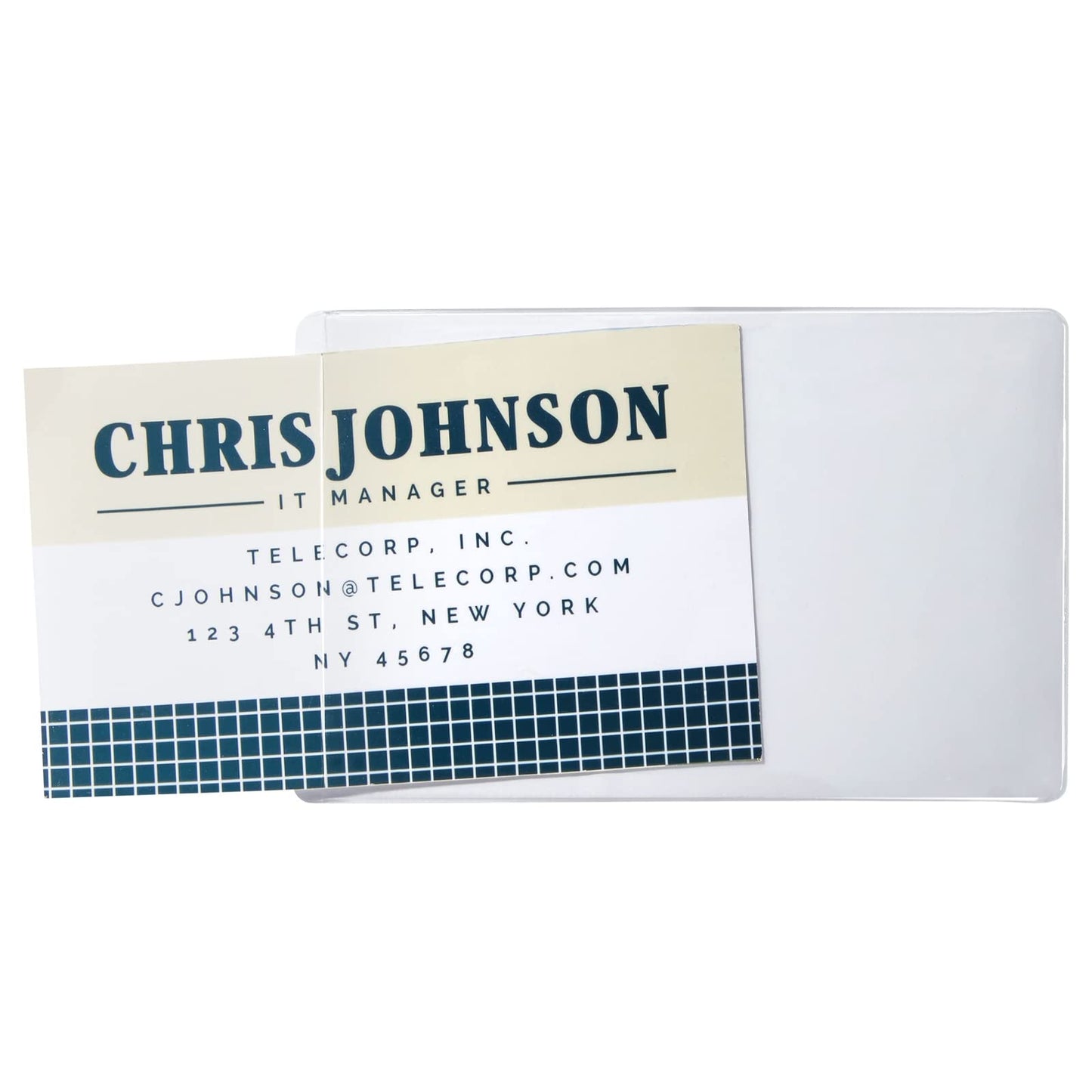 Juvale Business Card Holder Sleeves - Secure Adhesive Pockets - Index Card Holder for Notes - Storage Bin Labels & Clear Pocket Sleeves - Clear Plastic, 3.75 x 2 in, Pack of 100
