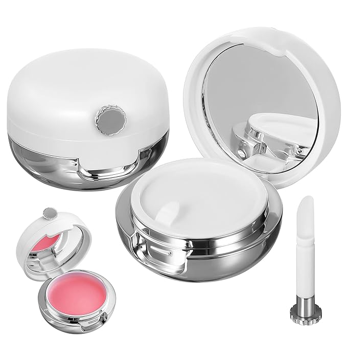 Beaupretty Plastic Container 4 Pieces Plastic Lips Balm Jars Empty Lip Mask Holder Box with Silicone Lip Brush Mirror Refillable Lipstick Pot for Home Travel Travel Containers