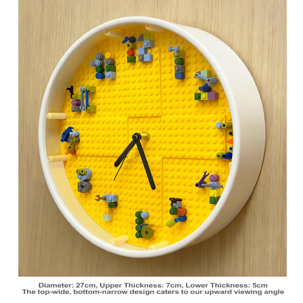 Kids' Creative STEM Educational Building Block Toy, Building Block Display Case, Fun Assembly Toy for Boys Aged 7 8, DIY Building Block Wall Clock, Craft Kit Set ，Birthday Gift for Kids Aged 9 10 12