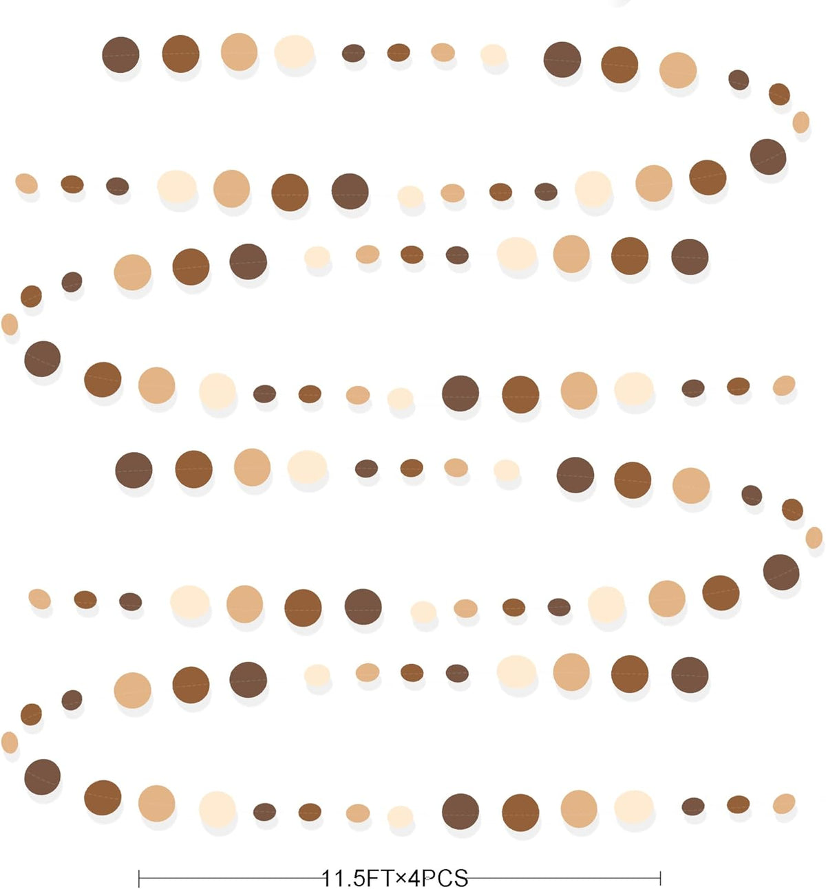 Ombre Brown Party Decorations Polka Dots Garlands Cream Tan Brown Boho Hanging Paper Circle Dots Streamer for Neutral Rustic Cowboy Western Teddy Bear Birthday Baby Shower Wedding Woodland Party Decor