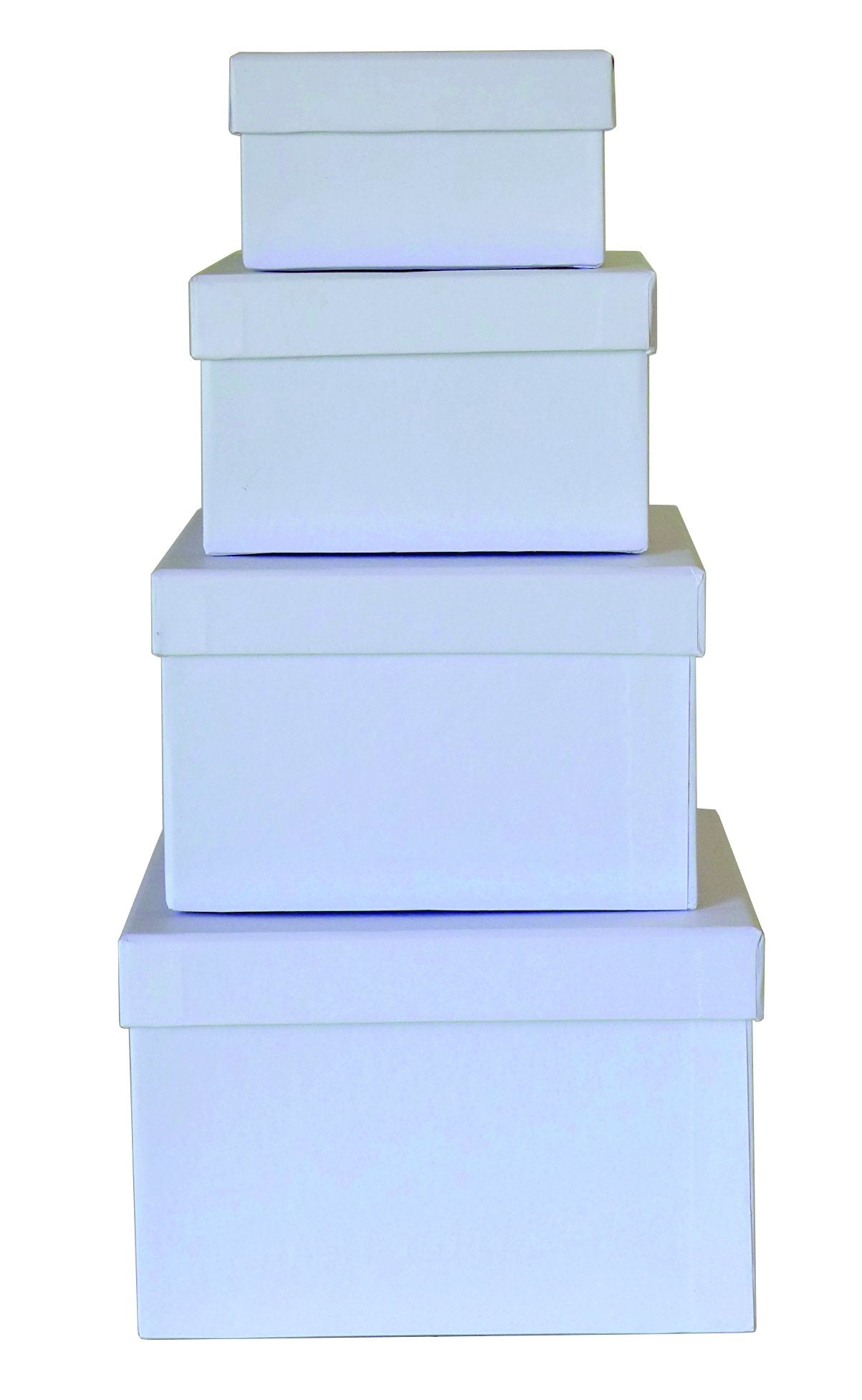 Cypress Lane Square Rigid Gift Boxes, a Nested Set of 4, 3.5x3.5x2 to 6x6x4 inches (White)