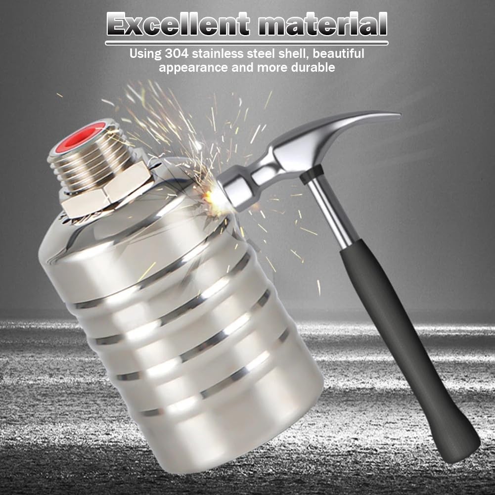 304 Stainless Steel Automatic Float Valve - Fully Automatic Water Level Control, 1/2'' to 3/4'' for Tanks, Pools, Livestock Troughs