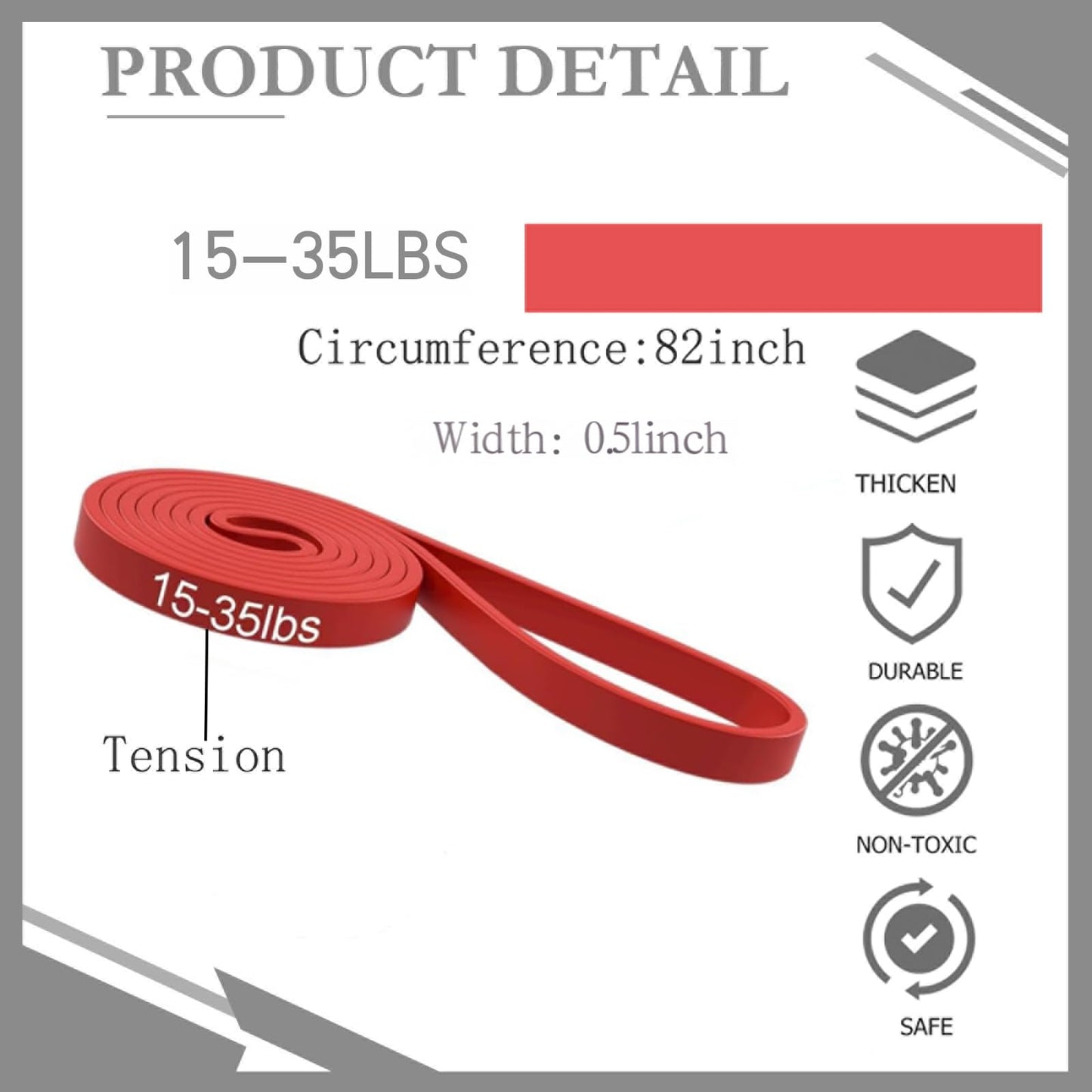 16-Pcs Resistance Bands Set - Premium Elastic Workout Bands for Home Gym, Strength Training, Yoga & Physical Therapy (Red(15-35 lbs))