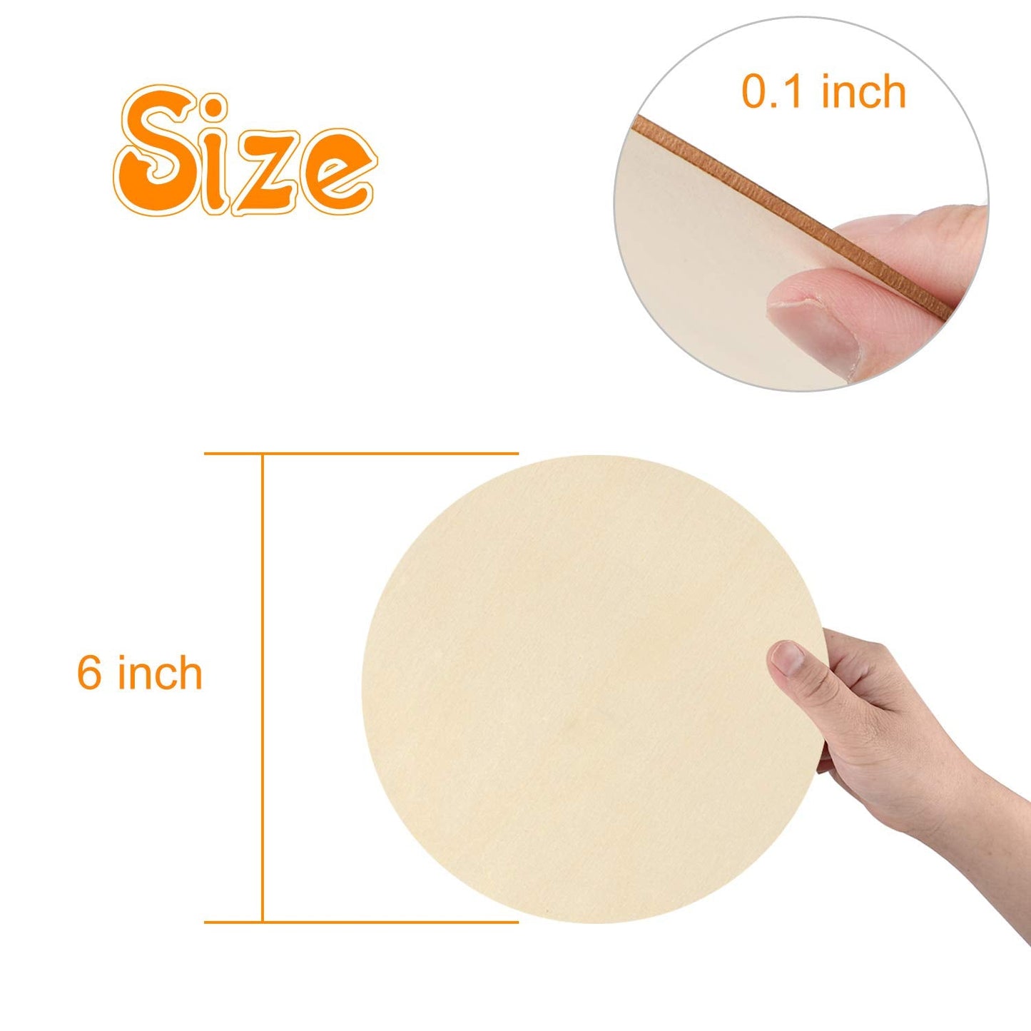 40 Pieces 6 Inch Unfinished Wooden Circles, Wooden Cutouts Natural Round Wood Slices for DIY Wood Craft, Door Hanger, Painting, Wedding, Coasters, Home Decoration
