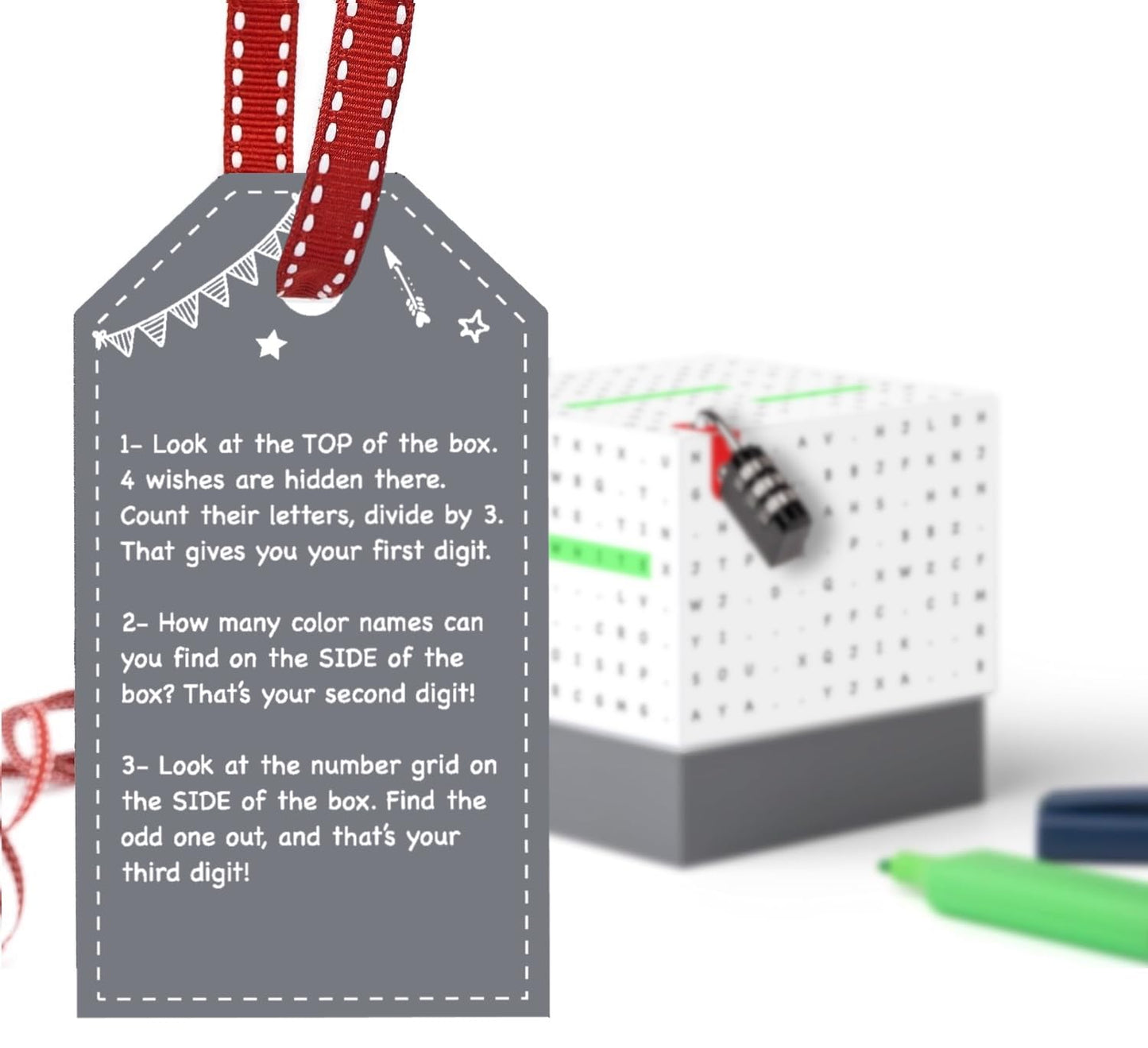 Puzzle Gift Box – Solve 3 Puzzles to Unlock The Surprise – Unique Packaging for Small Gifts, 2nd Generation (White)