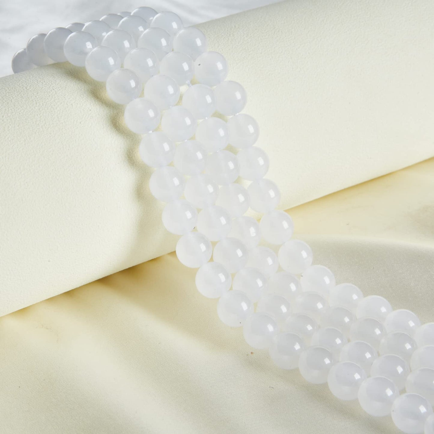 60pcs 6mm White Chalcedony Beads Natural Gemstone Beads Round Loose Beads for Jewelry Making