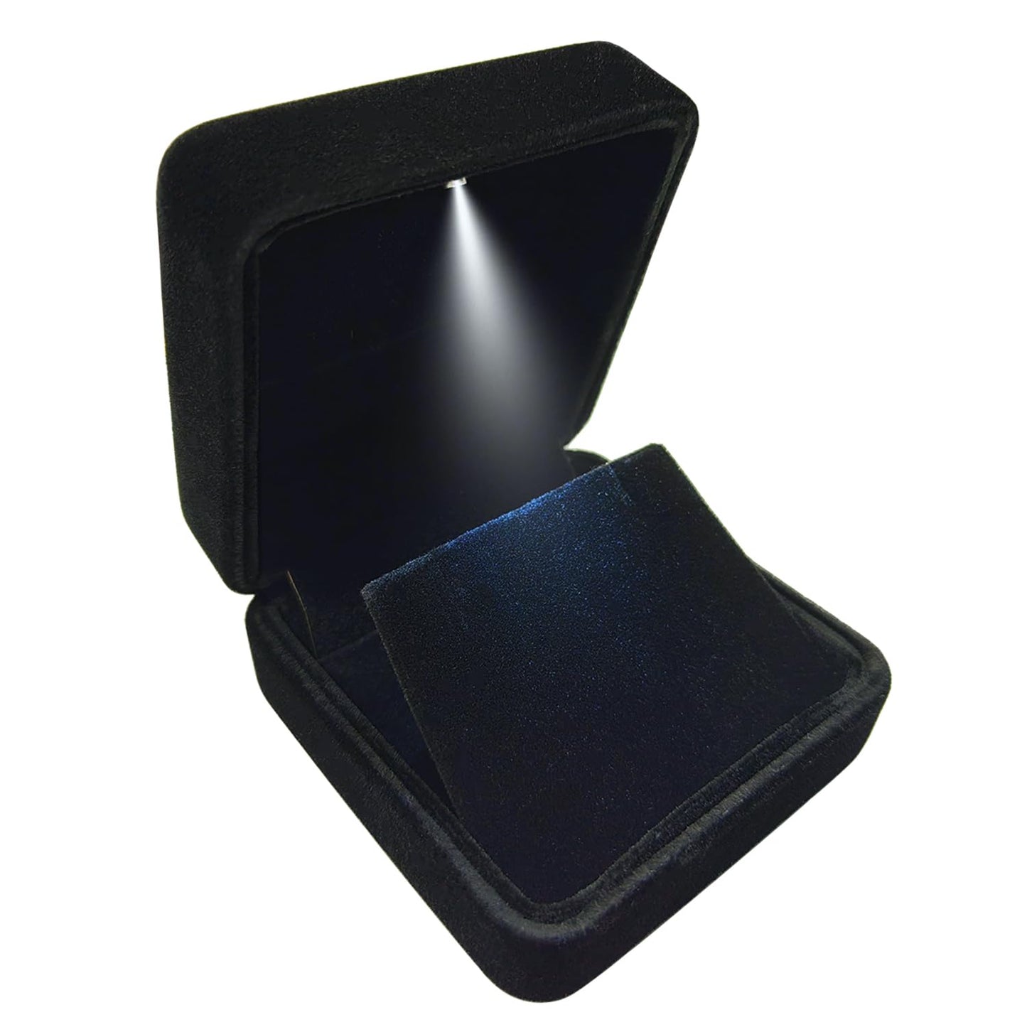 GBYAN Velvet Earring Box with LED Light, Stud Earring Gift Box Jewelry Display Case for Proposal,Engagement, Wedding and Birthday,Black