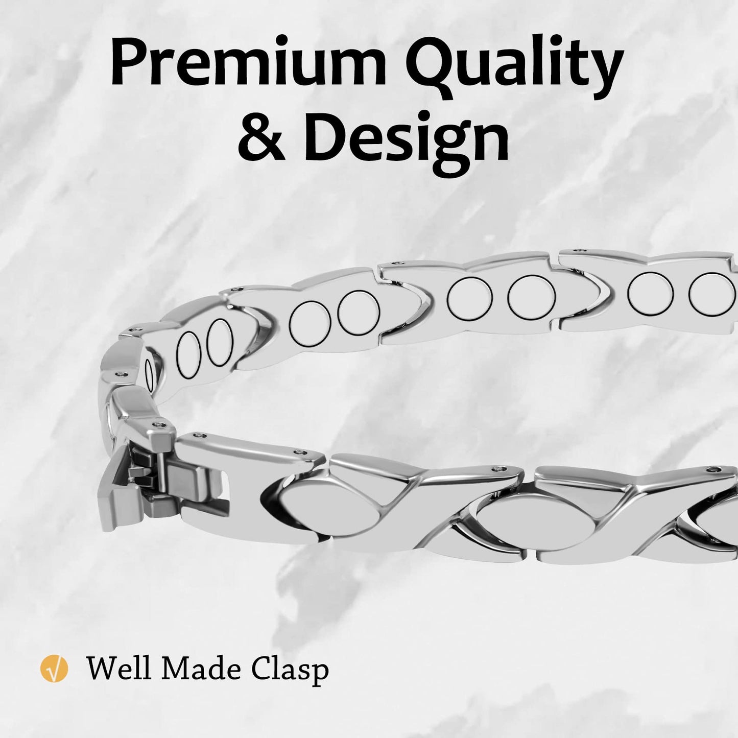 Feraco Magnetic Bracelet for Women Titanium Steel Magnetic Bracelet with Magnets Sparkling Crystal (Pack of 2)