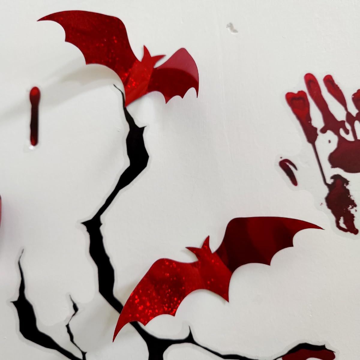 Adam Victor 3D Bats Wall Stickers, Halloween Decors- 36 Black Bats and 36 Red Bats- Halloween Party Decoration