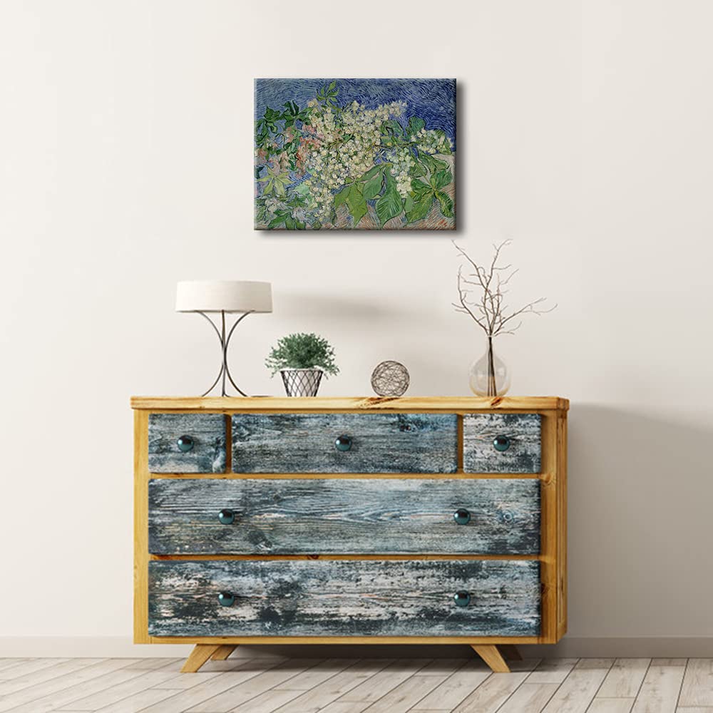 Wieco Art Blossoming Chestnut Branches Canvas Prints of Vincent Van Gogh Art Famous Paintings Reproduction Classical Flower Pictures Artwork Wall Art for Home Decor and Wall Decorations