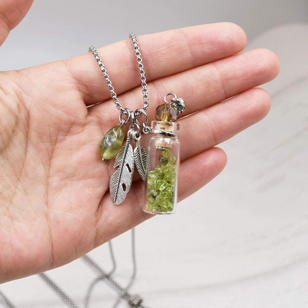CoolDIY Aromatherapy Essential Oil Diffuser Necklace Locket Pendant Stainless Steel Perfume Crystal stone Glass vial Necklace (Multicolor)