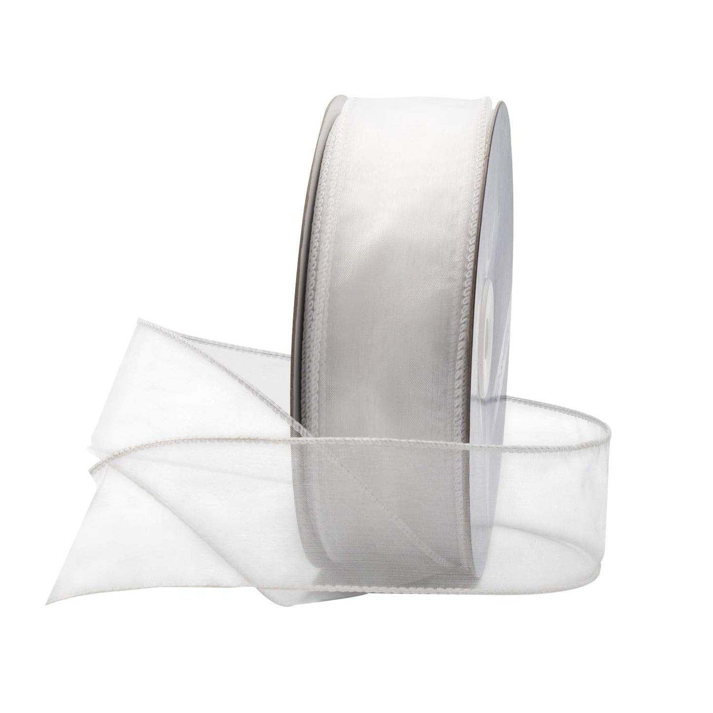 Royal Imports Organza Wired Sheer Ribbon 1.5" (#9) for Floral & Craft Decoration, 50 Yard Roll (150 FT Spool), White