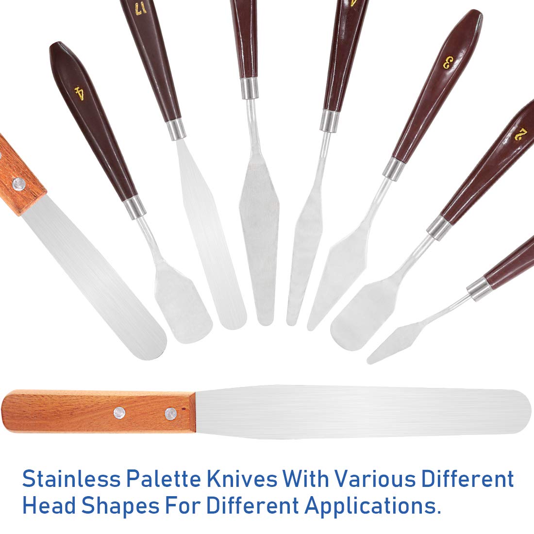 Glarks 9Pcs 3D Printer Accessories 3D Print Removal Tool Shovel Tool Set, Stainless Steel 3D Printer Spatula Palette Knife with Sturdy Wooden Handle to Remove Models from 3D Printers
