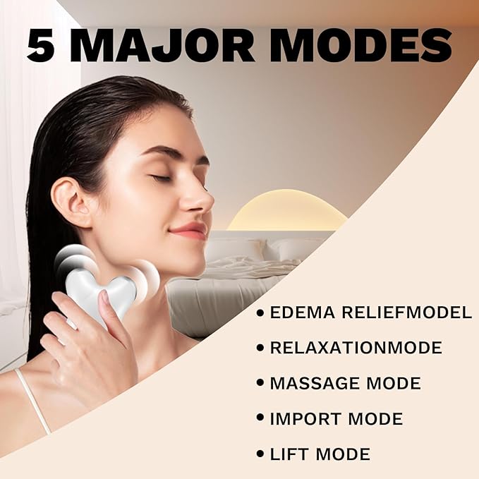 Facial Massage Roller Device, Dual-Head Design with LED Light Therapy, Electric Beauty Tool for Skin Care, White
