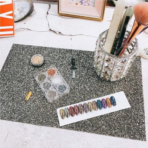 EBANKU Shiny Nail Table Mat, Nail Art Hand Rest Pad for Nail Art Cushion Pillow, Washable Portable Manicure Tool（Black） - color: Black