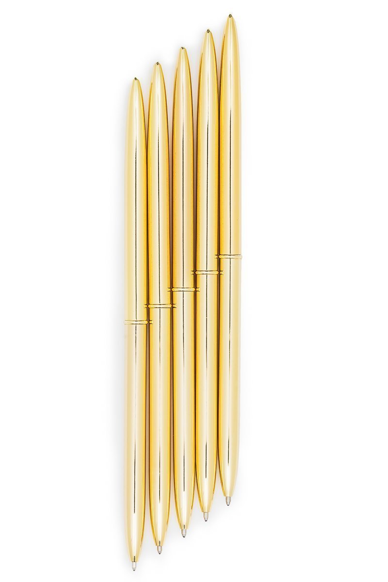Luxury Ballpoint Gold Pen Set of 6 in Glossy White Gift Box | Gold/Black Ink Office Pens for Women & Men - Slim, Nice Writing Pens