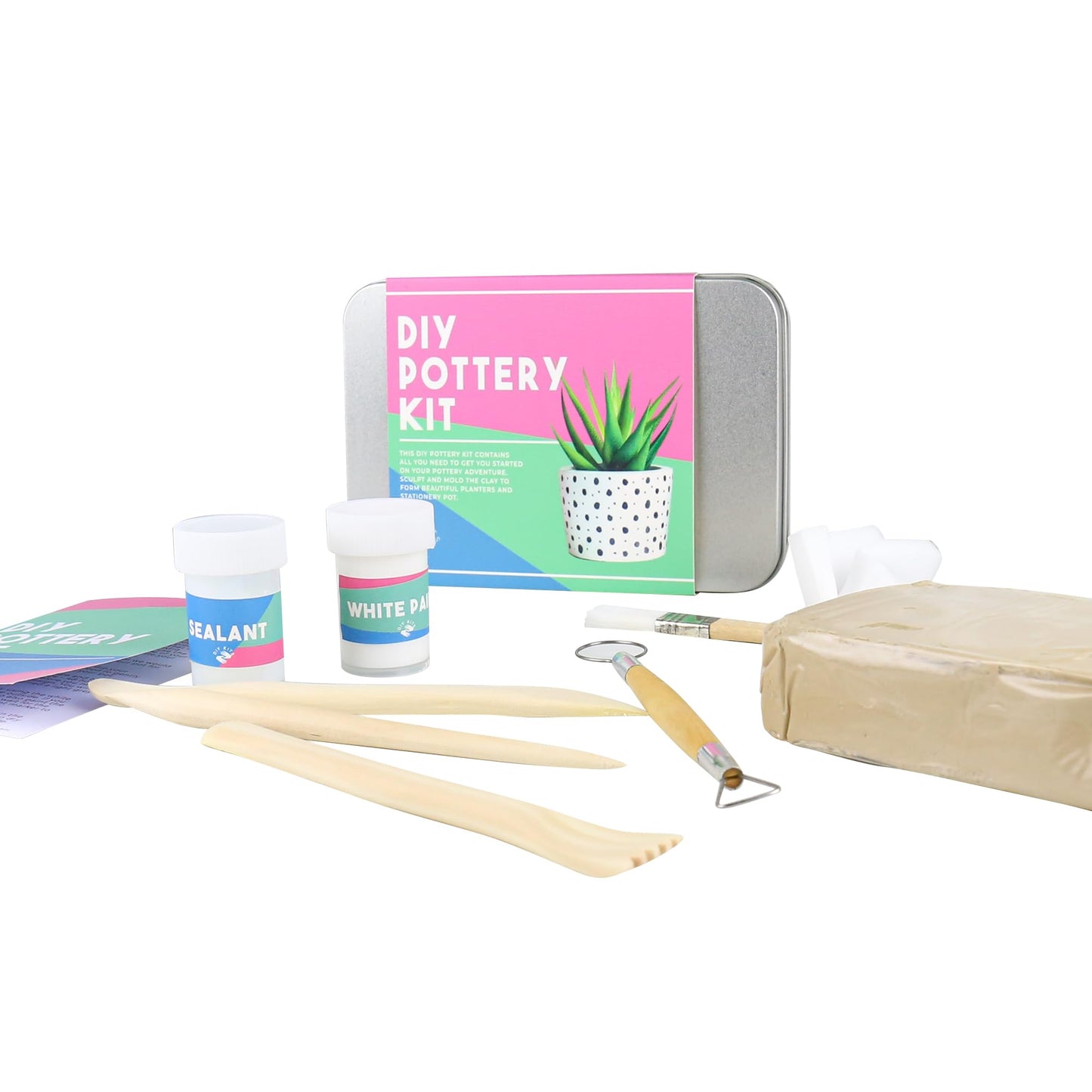 Gift Republic Pottery Kit Beginners Pottery Craft Set Clay Pottery Gift Fun Home Made Craft Project Kids Teens Adults Sculpting Tool Set Gift Tin
