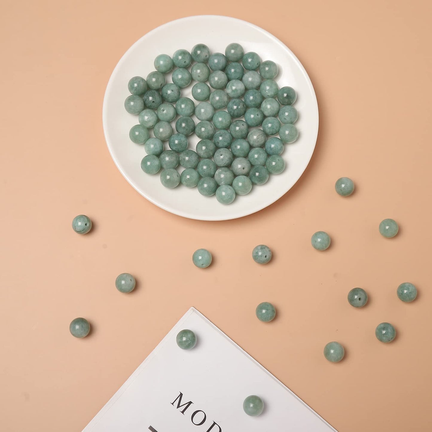 45pcs 8mm Burmese Jade Loose Beads for Jewelry Making, Natural Semi Precious Beads Round Smooth Gemstone Spacer Beads Charms for Necklaces Bracelets