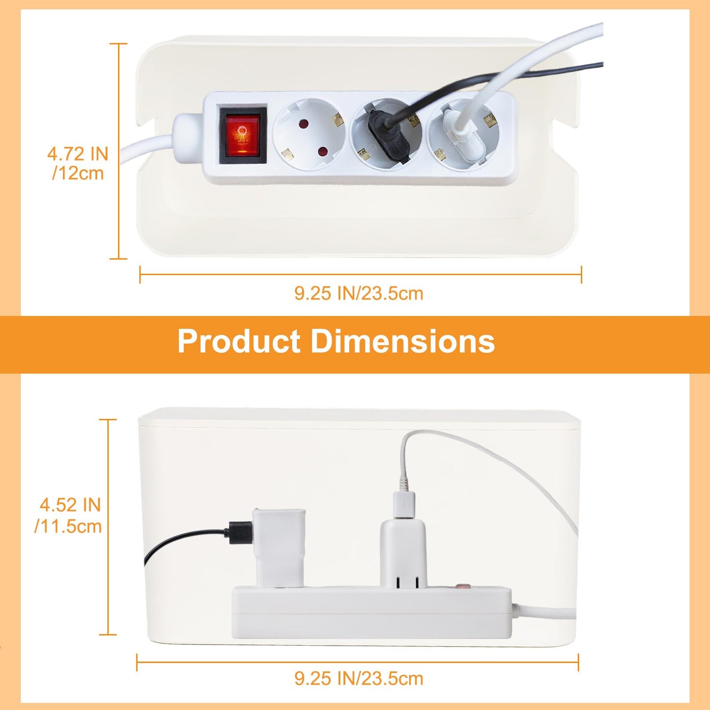 Resulzon Mini Cable Management Cord Cover Wire Hider Box Concealer Organizer Protector System for Home Theater Entertainment Center Office School (Mini, White)