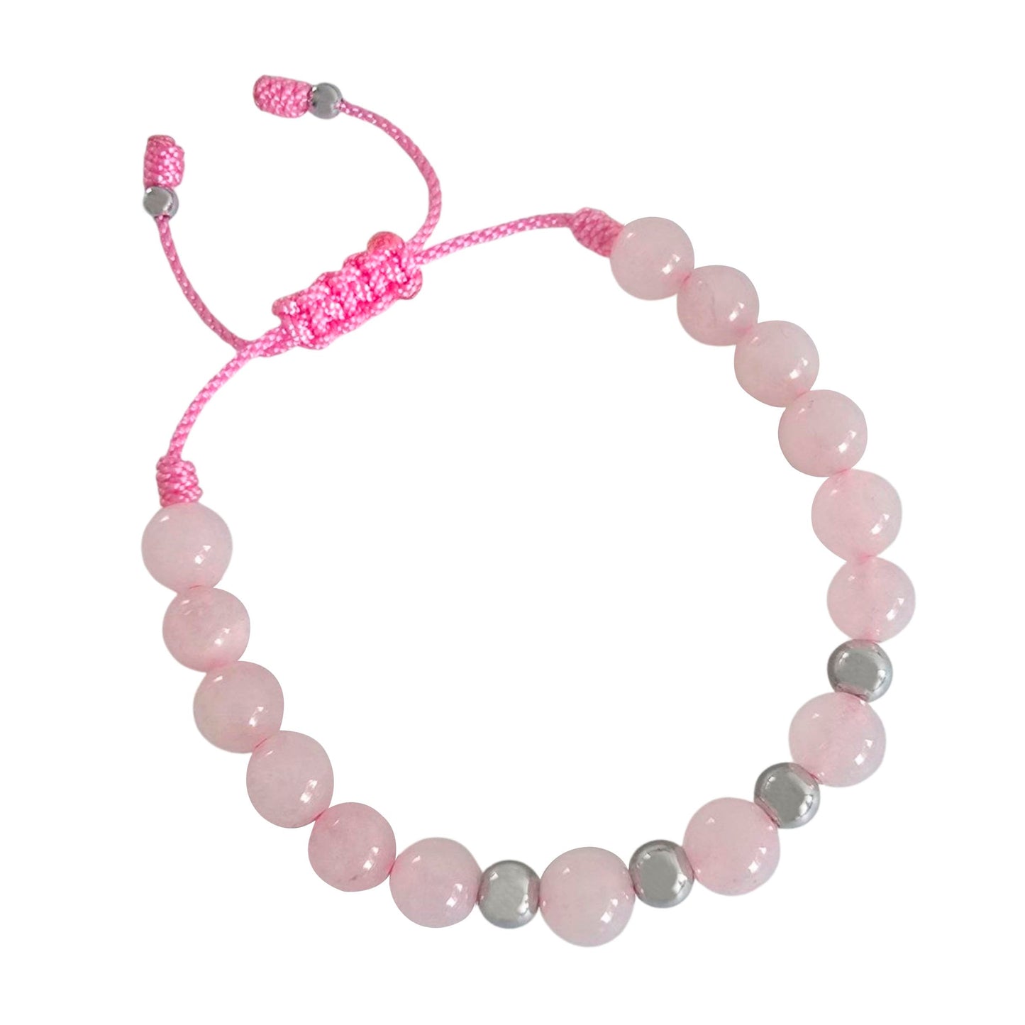 Sabeli Handmade Bracelets Real Natural Stones Healing Protection Focus 8mm Bead Adjustable Macrame Women Men Gemstone Gift (Rose Quartz)