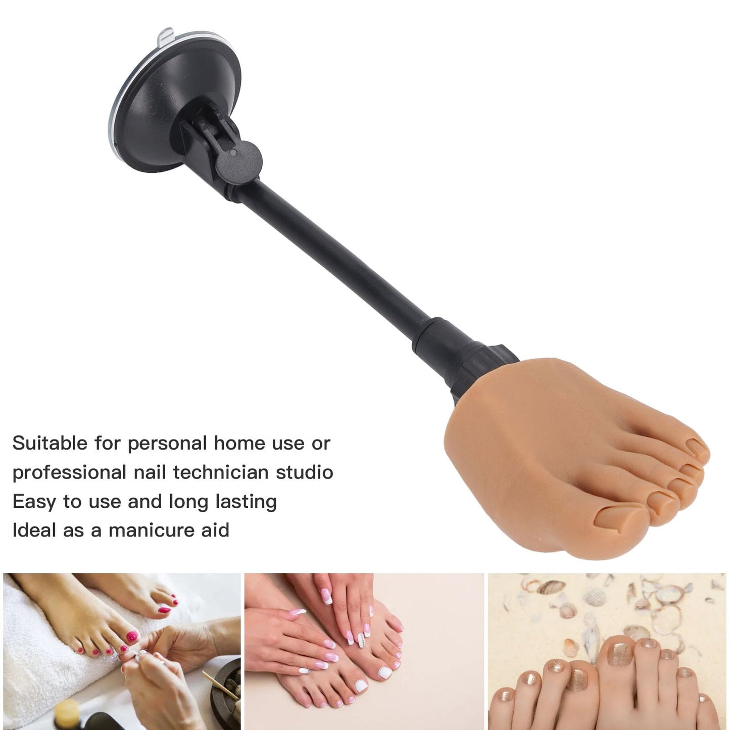 Silicone Nail Practice Trainning Foot with Stand, Flexible Bendable Nails Tip Half Foot Model, Manicure Mannequin Fake Foot Pedicure for Salon Art Training Display (Left Foot)