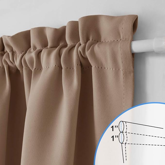 NICETOWN Sliding Door Curtain Panel - Total Privacy Blackout Thermal Curtain Panel Blind and Shade for French Sidelight Door (1 Piece, W25 x L72-Inch, Cappuccino)