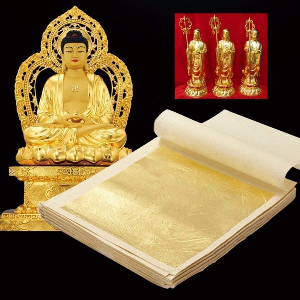 LTKJ 24K Edible Gold-Leaf Sheets 20 Sheets 4.33 x 4.33 cm Pure Gold-Foil Leaf for Food Decoration,Facial Spa Gilding Crafting 1.7"