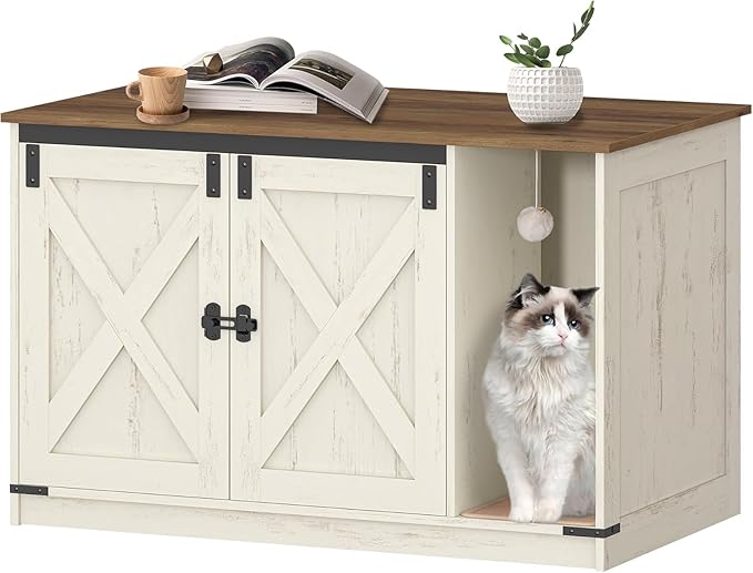 Hzuaneri Cat Litter Box Enclosure, Hidden Litter Box Cabinet Furniture
