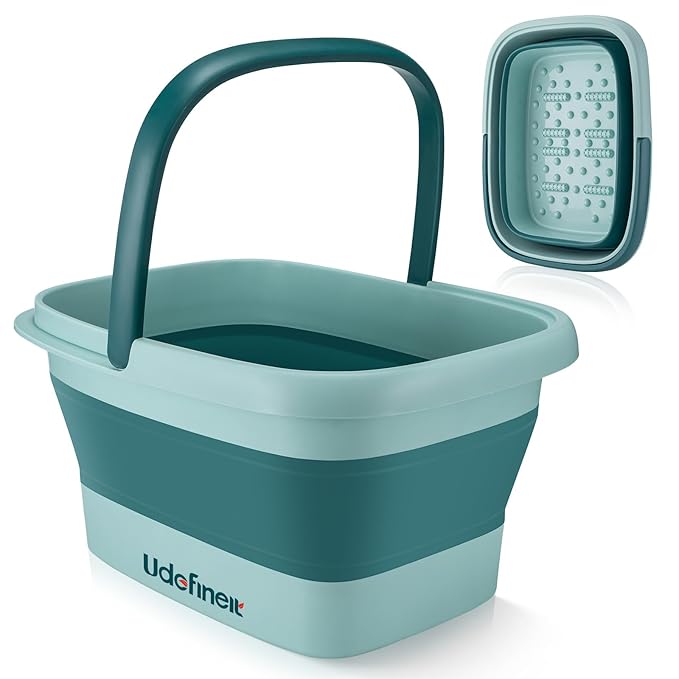 Udefineit Foot Bath Basin, Foldable & Portable Foot Soak Tub with Massage Acupoint for Foot Spa Bath, 15L/4 Gallon, Foot Massager Soaking Bath Basin Bucket for Pedicure Home Spa Treatment (Green)