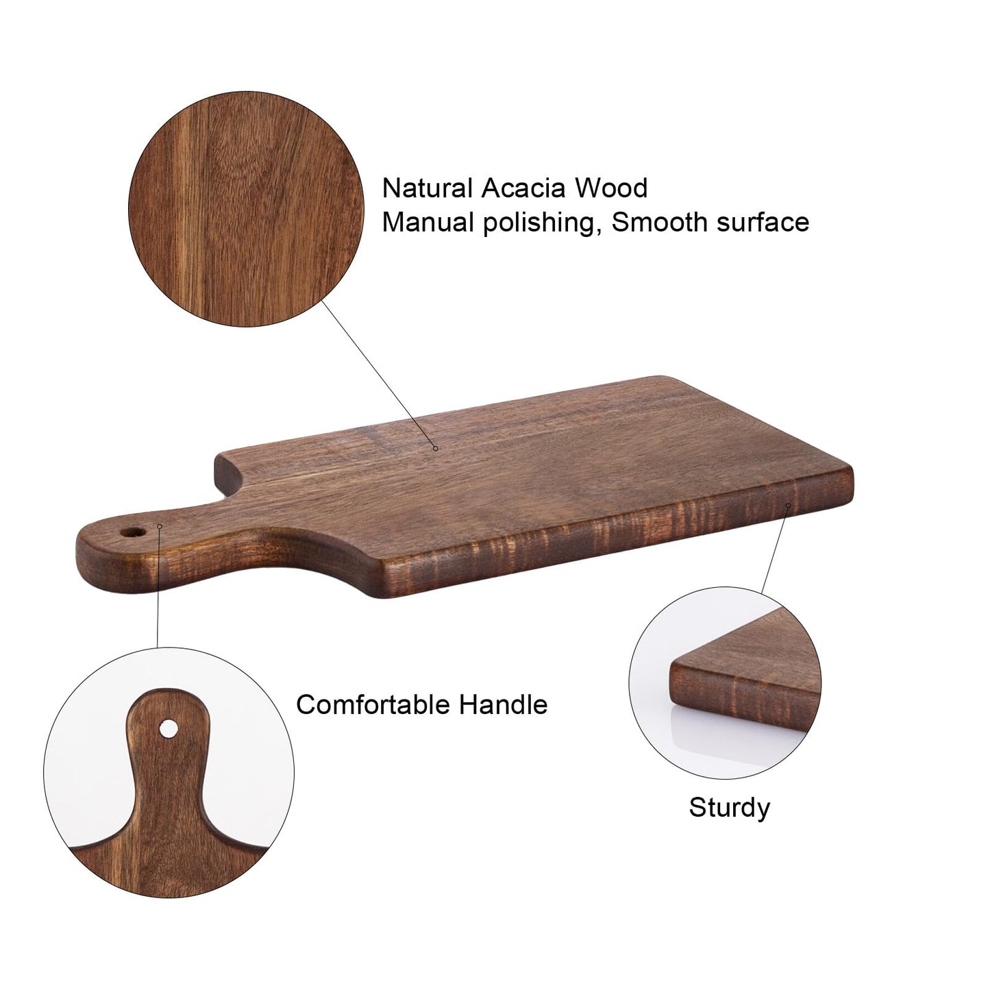 6 Pcs Personalized Acacia Cutting Boards with Handle, Wood Chopping Serving Board Set Bulk, DIY Engraving Gifts for Women Couples Wedding Anniversary Charcuterie Cheese Meat Pizza Bread Vegetables