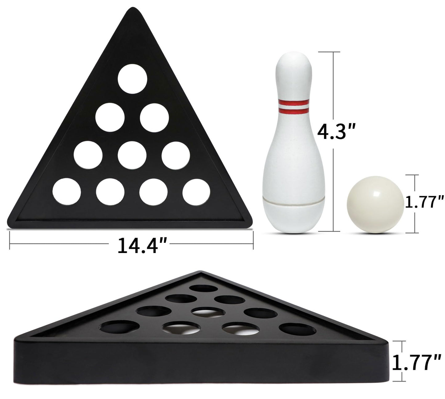 YDDS Shuffleboard Bowling Pin Set with 10 Pcs Premium Hardwood Bowling Pins Durabel Triangular Pinsetter Resin Bowling Ball and Carrying Bag, Fun for Shuffleboard Games