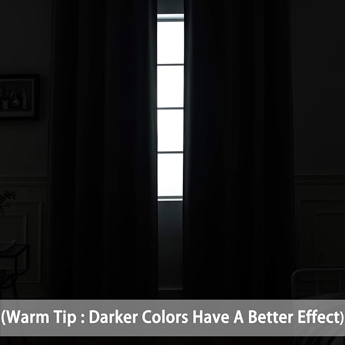Yakamok Black Out Curtains 63 Inch Long Room Darkening Thermal Insulated Blackout Curtain Solid Grommet Top Window Drapes for Bedroom Living Room 52x63 Inch Navy Blue 2 Panels Set