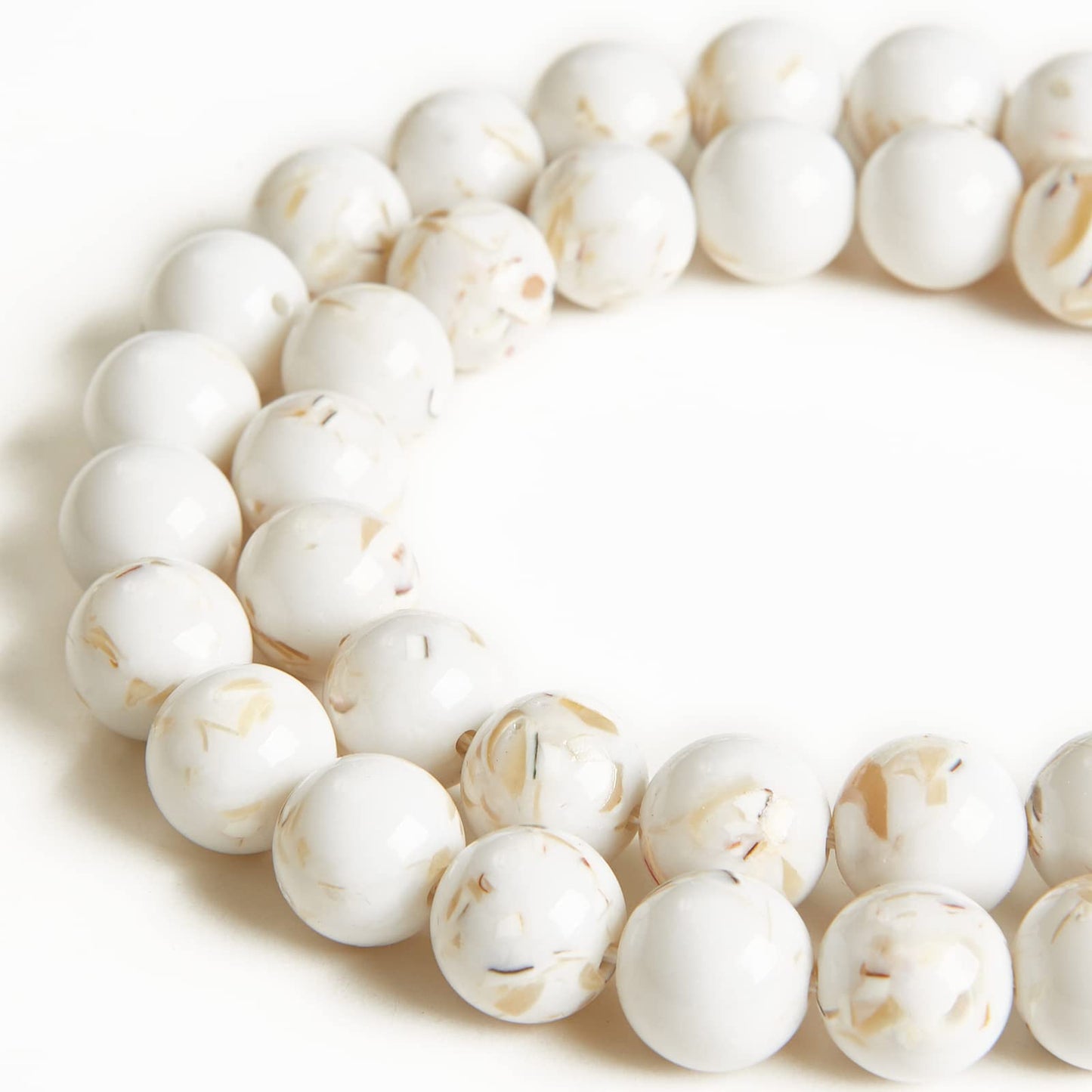 60pcs 6mm White Shell Turquoise Beads Natural Gemstone Beads Round Loose Beads for Jewelry Making
