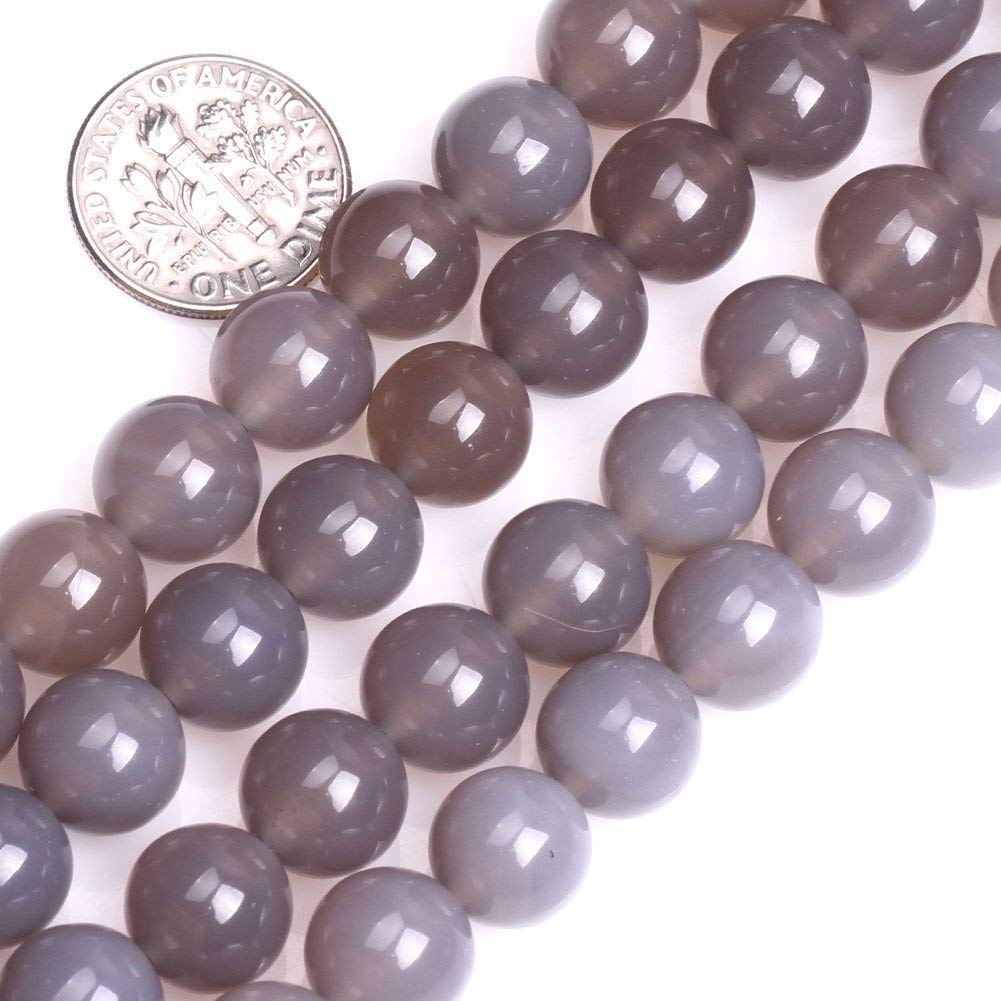 8mm Natural Gray Agate Beads Round Gemstone Loose Beads for Jewelry Making (46-48pcs/strand)