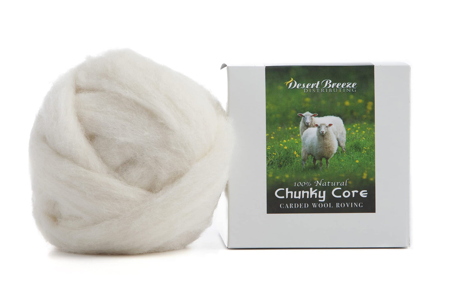 100% Chunky Core Wool, Maori, Carded Roving, Un-Dyed, 4 OZ Maori, Made in Italy, Core Wool for Needle Felting, Stuffing, 27 Micron